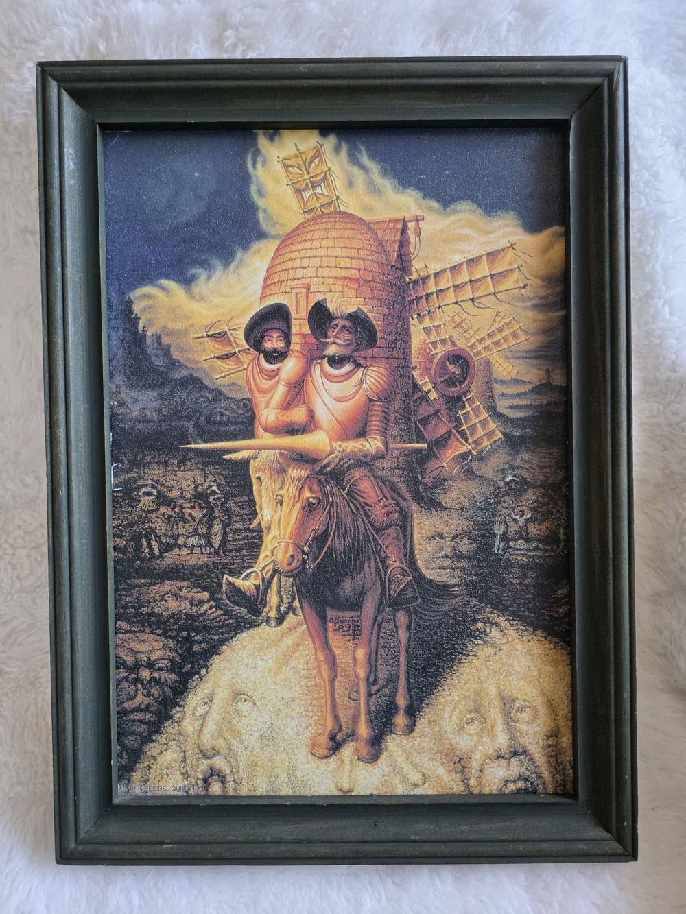Vintage 1989 Don Quixote Surreal Art Print in Black, Artis Octavio Ocampo